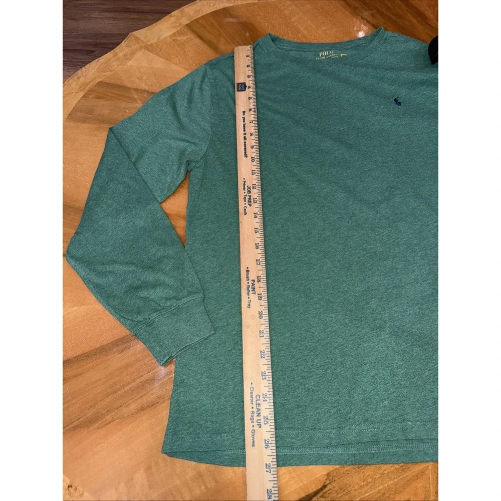 POLO Ralph Lauren Shirt‎ XL /(18-20  )Green Long Sleeve Jersey Cotton Pony Logo.
